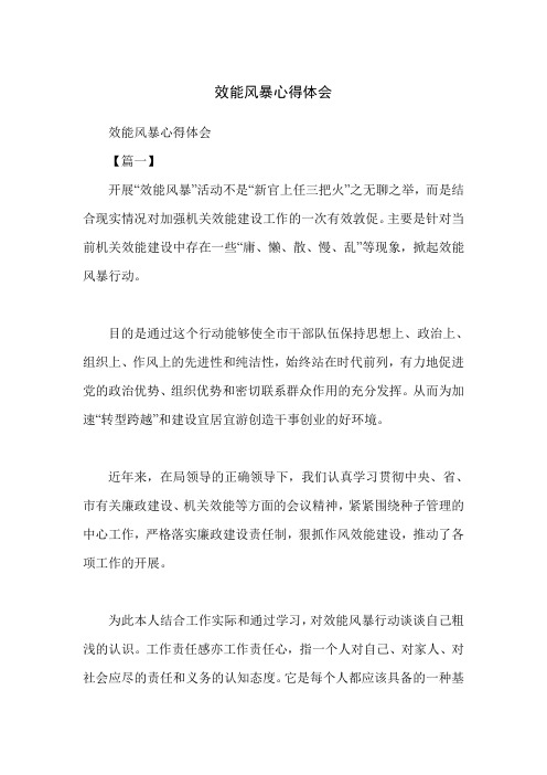 效能风暴心得体会