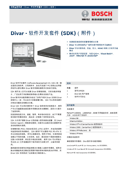BOSCH Divar - 软件开发套件 (SDK)（附件） 说明书