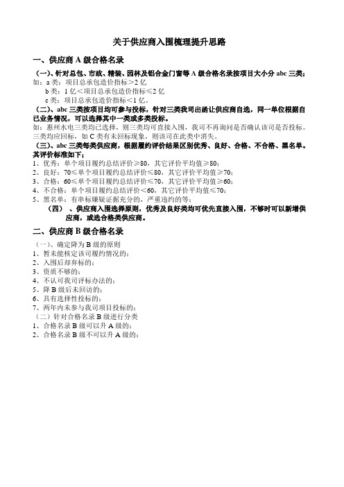 关于供应商入围梳理提升思路