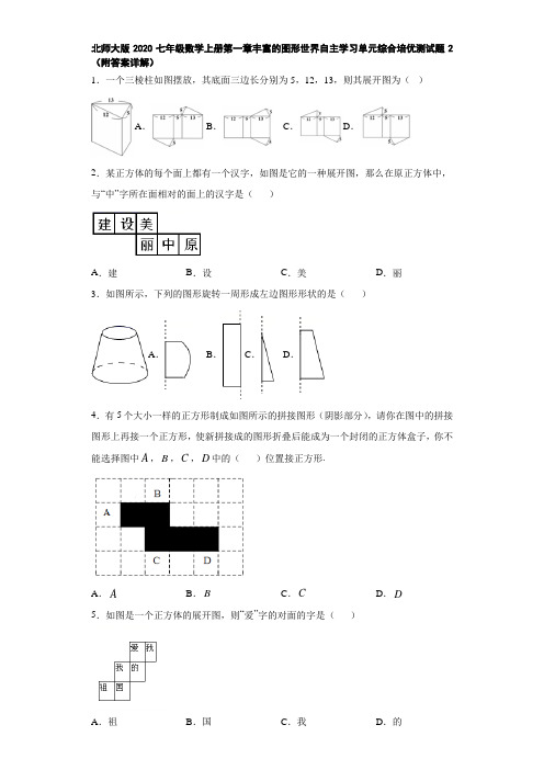 北师大版2020七年级数学上册第一章丰富的图形世界自主学习单元综合培优测试2(附答案详解)