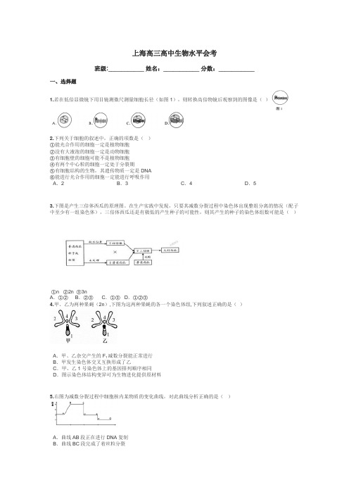 上海高三高中生物水平会考带答案解析
