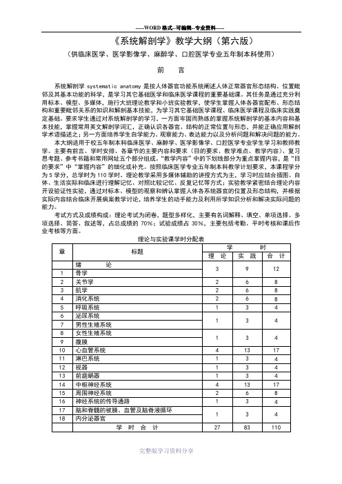 系统解剖学大纲详解