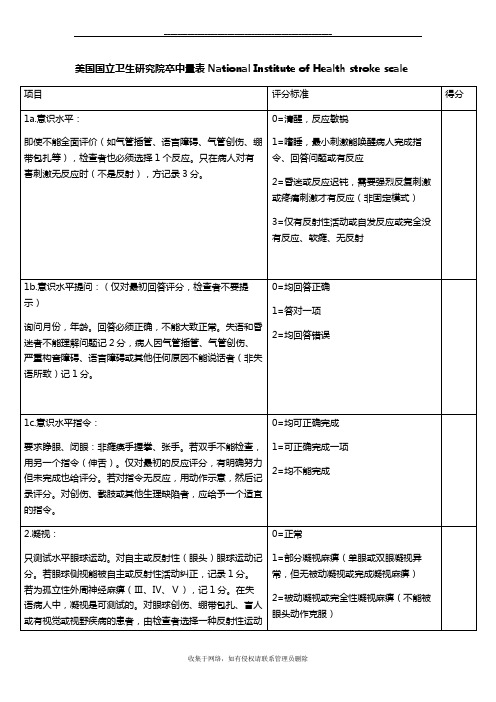 最新NHISS评分细则