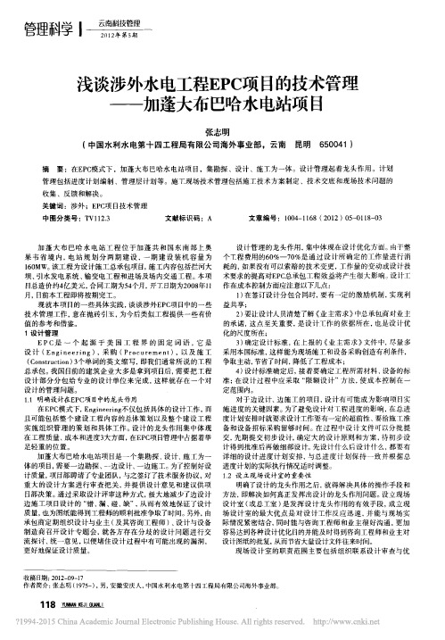 浅谈涉外水电工程EPC项目的技术管理_加蓬大布巴哈水电站项目_张志明