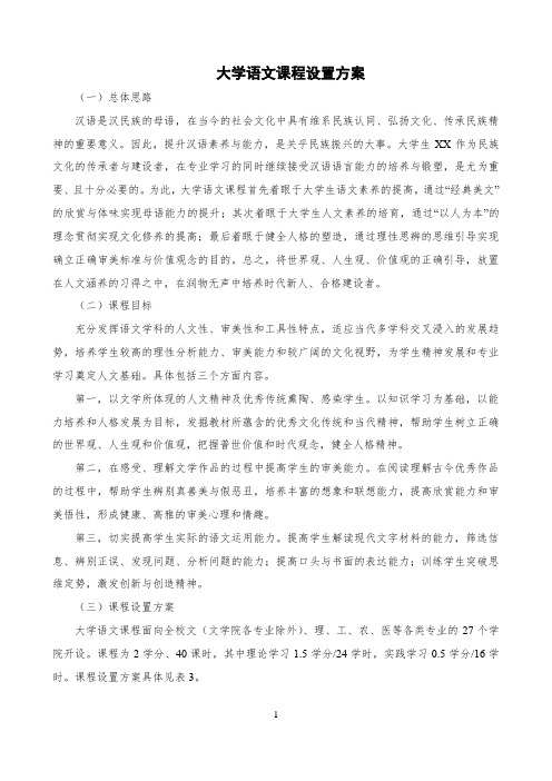 大学语文课程设置方案