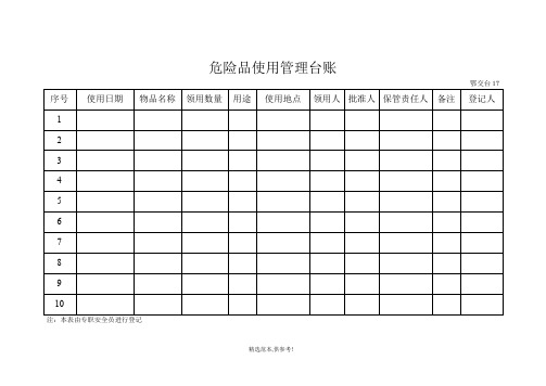 危险品使用管理台账