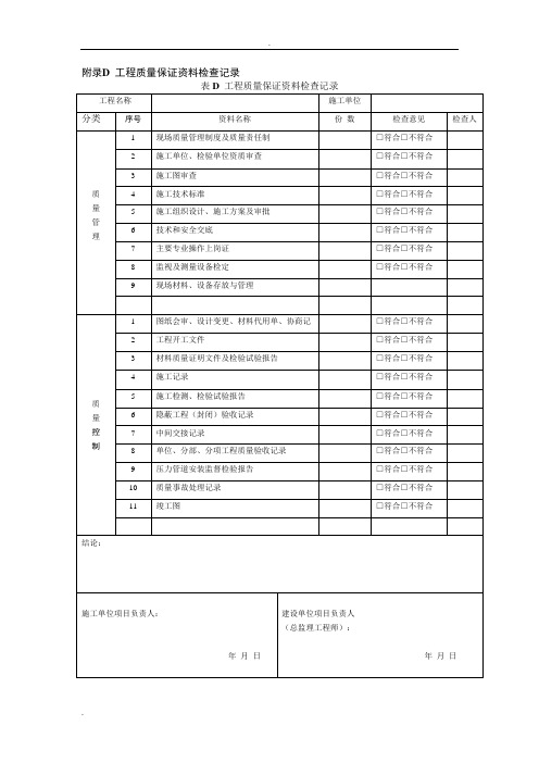 工业金属管道工程施工质量验收规范中的表格