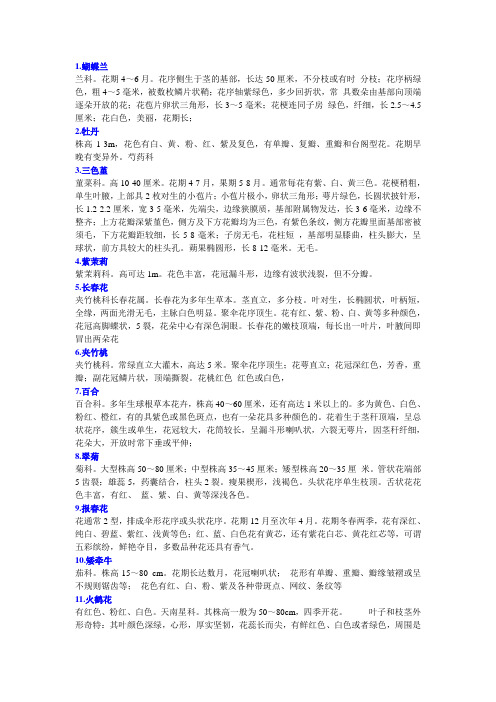 花卉植物的科属