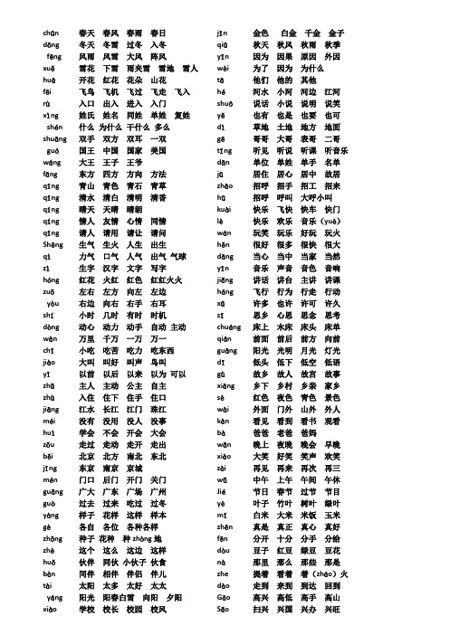 部编  一年级下册  语文 生字组词