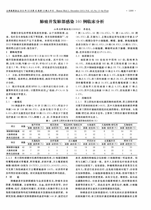 肺癌并发肺部感染160例临床分析