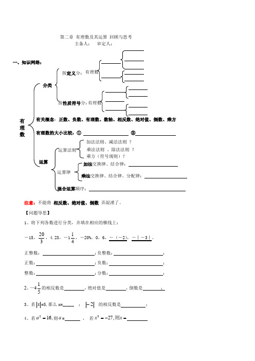 第二章有理数及其运算回顾与思考北师大版数学七年级上册