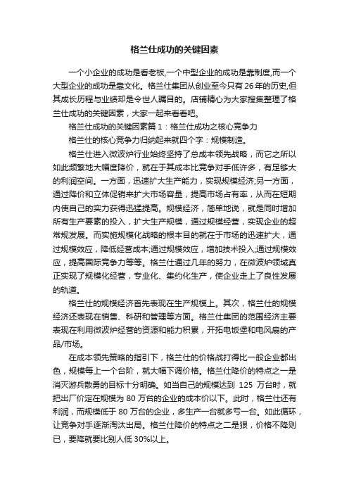 格兰仕成功的关键因素