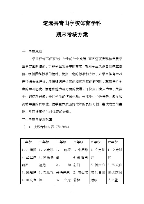 体育学科考核方案