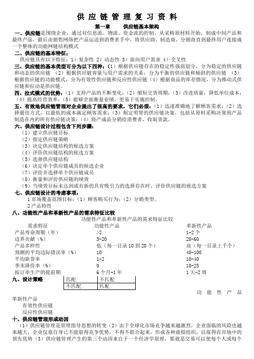 (新版)供应链管理复习资料2011.5