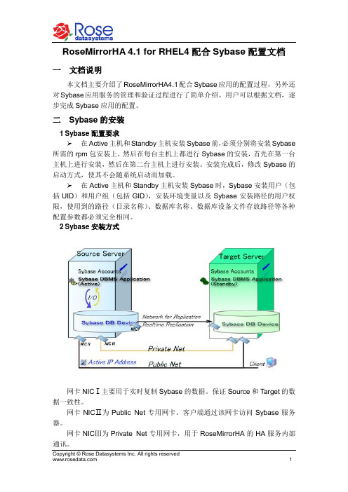 RoseMirrorHA 4.1 for RHEL4配合Sybase配置文档