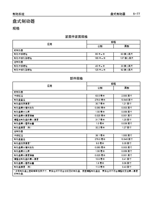 别克GL8维修手册：盘式制动器