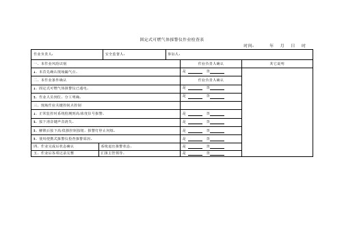 固定式可燃气体报警仪作业检查表