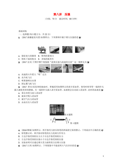 (辽宁专用试题)2019年中考物理总复习 第八讲 压强考点跟踪突破训练