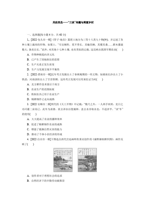 关注民生——“三农”问题与美丽乡村 社会热点集训-高考统编版历史二轮专题复习