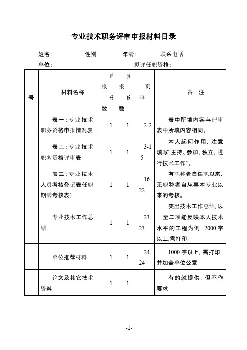 职称评审电子表格(初、中级)