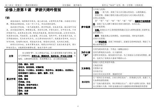 高三一轮复习教材知识点整理(梦游天姥吟留别)