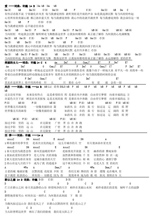 —许巍《爱如少年专辑》 吉他谱