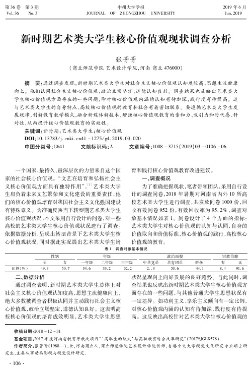 新时期艺术类大学生核心价值观现状调查分析