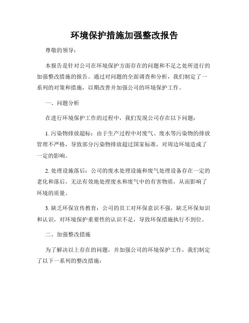 环境保护措施加强整改报告