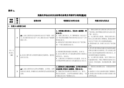 危险化学品企业安全标准化标准及考核评分细则