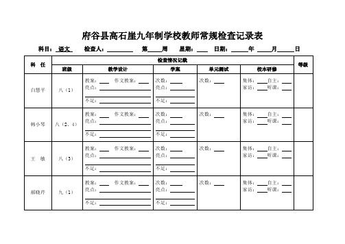 教师常规检查记录表