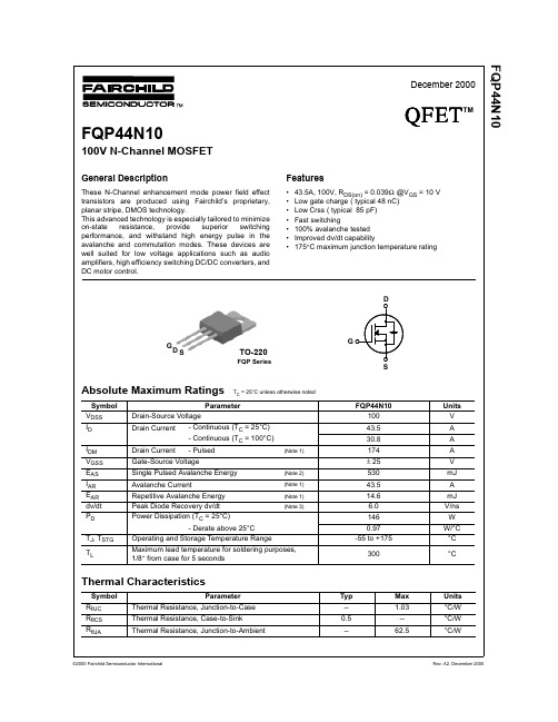 FQP44N10中文资料