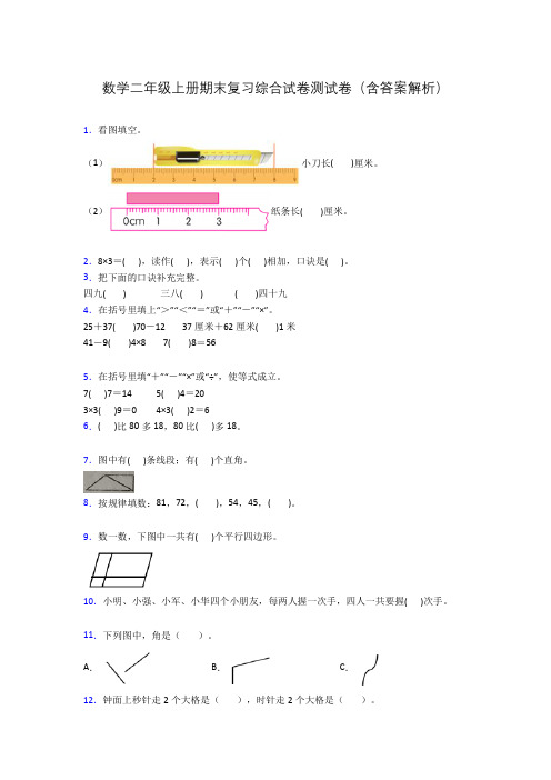 数学二年级上册期末复习综合试卷测试卷(含答案解析)