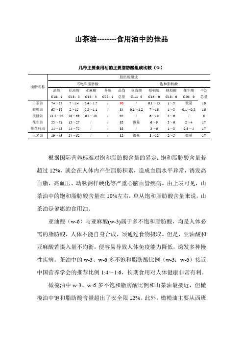 几种优质食用植物油的比较