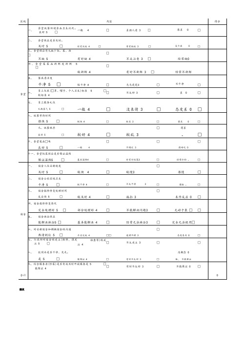 食堂满意度测评表汇总表