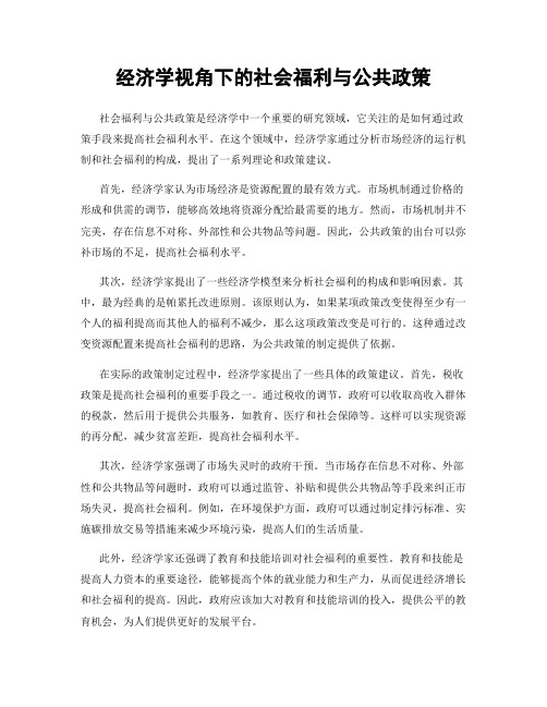 经济学视角下的社会福利与公共政策