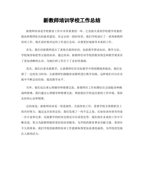 新教师培训学校工作总结