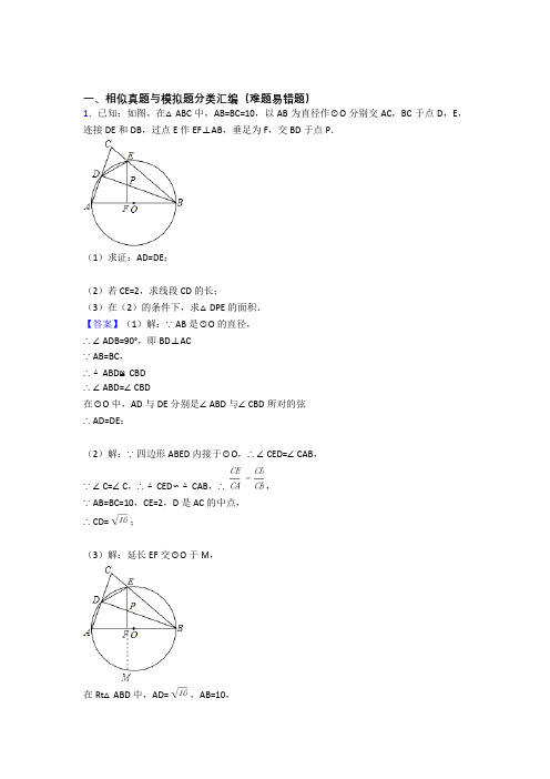 人教全国中考数学相似的综合中考真题分类汇总及详细答案