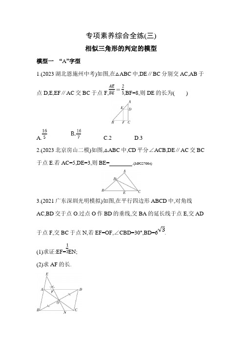 53模拟试卷初中数学九年级下册03专项素养综合全练(三)