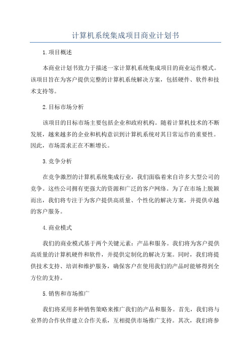 计算机系统集成项目商业计划书