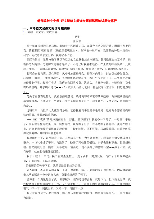 新部编初中中考 语文记叙文阅读专题训练训练试题含解析