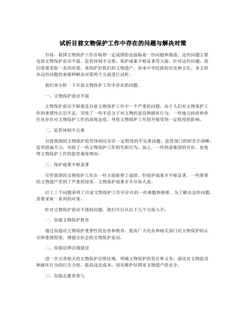 试析目前文物保护工作中存在的问题与解决对策