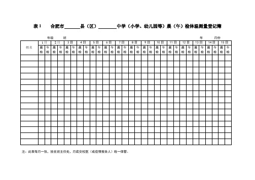 晨午检表格