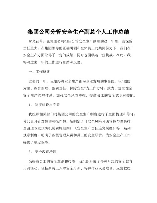 集团公司分管安全生产副总个人工作总结