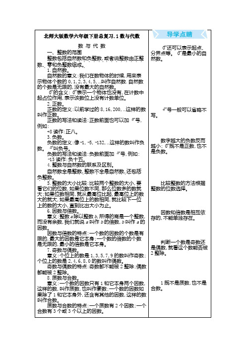 新北师大版数学六年级下册总复习.1数与代数