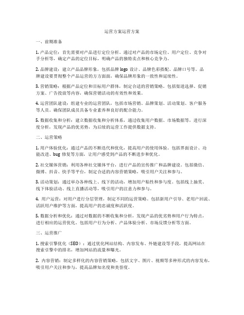 运营方案运营方案