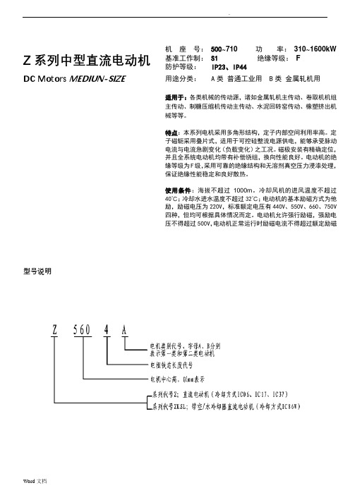 Z系列中型电动机样本