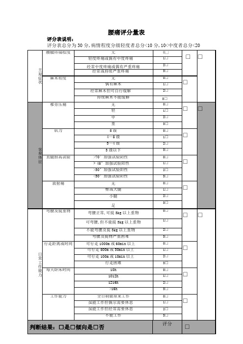 改良日本骨科协会腰痛评分表MJOA