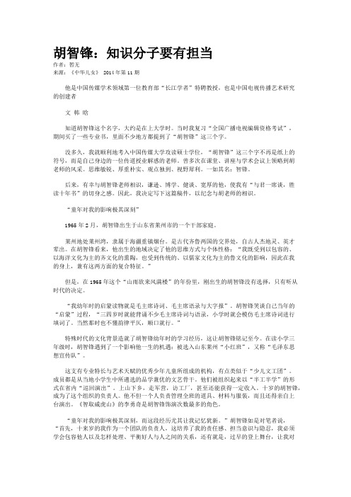 胡智锋：知识分子要有担当