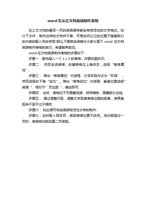 word怎么在文档底端制作表格