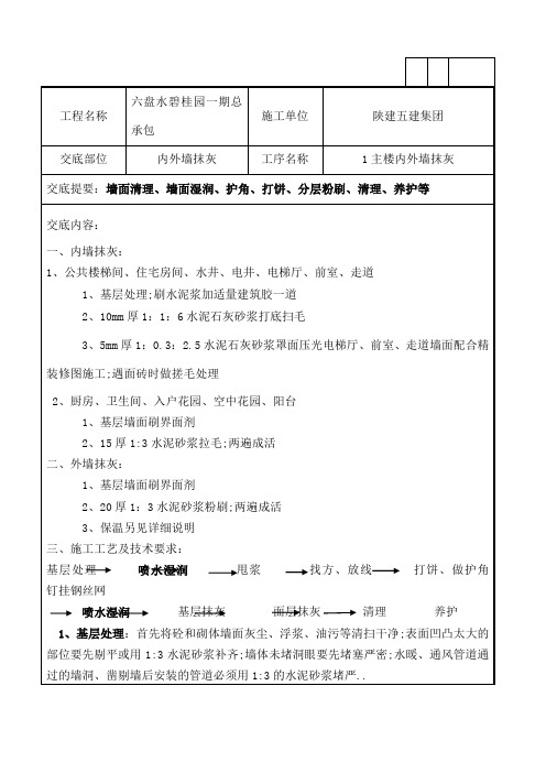 碧桂园内外墙粉刷技术交底